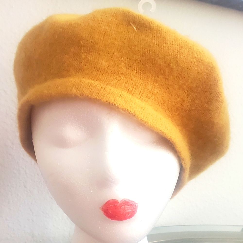 Beret Hat Classic French Stile Color Yellow - Picture 1 of 8
